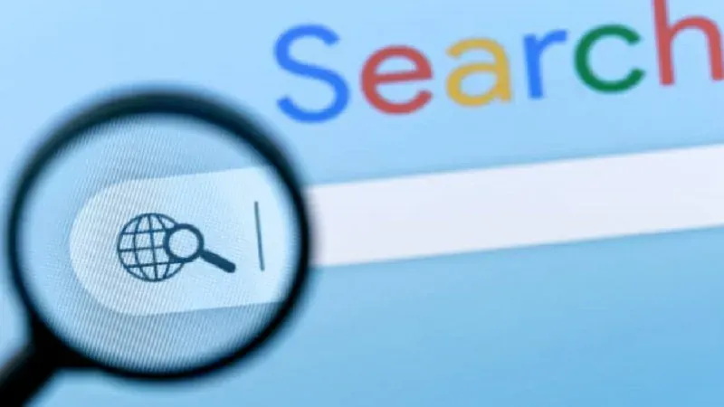 Barra de búsqueda de Google ampliada con una lupa